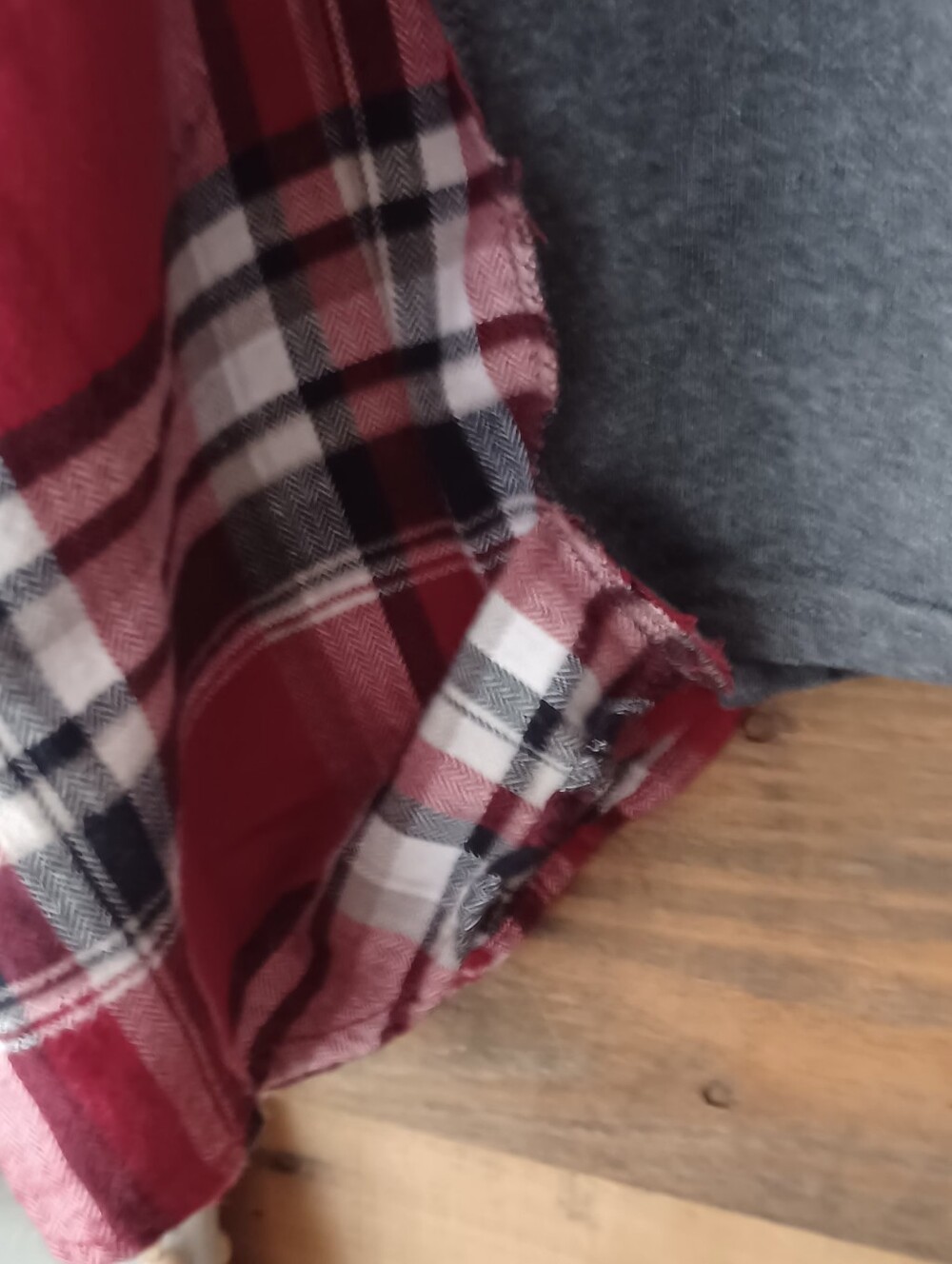 Upcycled Muhammad Ali Graphic Plaid Sleeve Men's Shirt - Red/Gray - Picture 7 of 9
